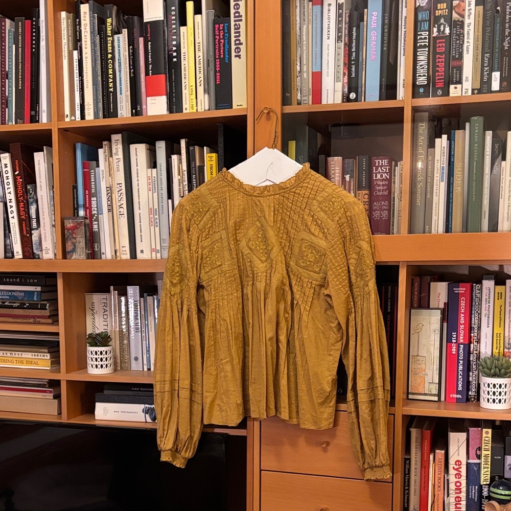Elegant Mustard Blouse with Intricate Design